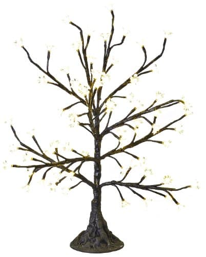 Arclite NBL-050-6 Cherry Blossom Tree, 2.5' Height, with Black Trunk, Clear Crystals and Warm White Lights