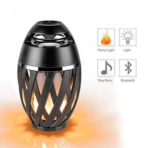Portable Bluetooth Speaker Bedside Lamp, Flame Desk Table Lamp Wireless Speaker Music Night Light Atmosphere Lamp with Superior Bass and Sound for iPhone iPad Samsung Android Phones - Black
