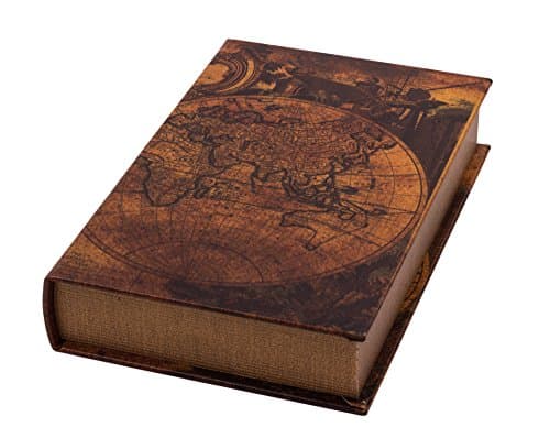 'World Antique Book Book Box PU Soft Leather Pull Flip Tab Case Cover 33x22x6,5 cm Treasure Chest Gift Box