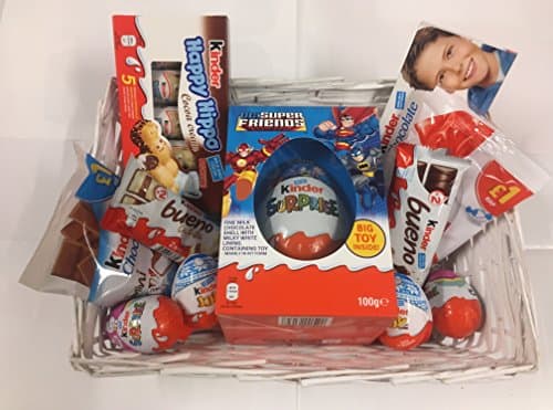 Giant Kinder Egg Mega Hamper For Kinder Lovers An ”Eggsellent” Treat In a Baskert Any Time Of Year (Characters on Packageing May vary)