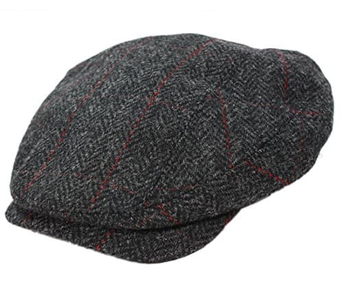 MucrosCharcoal Herringbone Irish Tweed Cap Quilted Lining