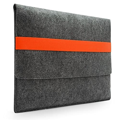 Sinoguo Basic Gray Felt Handmade Case Bag Holder Sleeve Cover Pouch with Orange Elastic Band for 11" Macbook Air Display and Most Popular 11~11.6 inches Laptop / Notebook / Ultrabook /Netbook