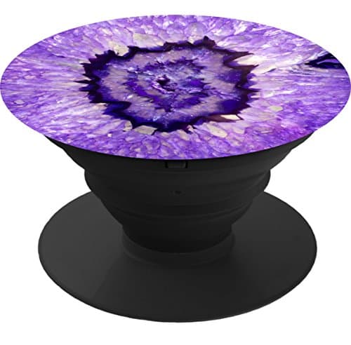 Multi-Function Pop Out Phone Grip and Stand, Socket Mobile Holder for your Phone &amp; Tablet - falln purple agate geode gel