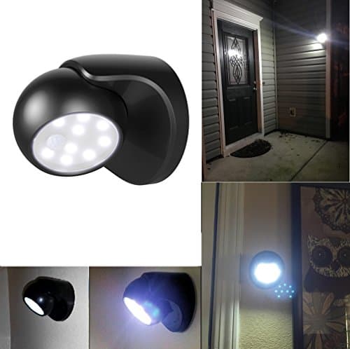 GOESWELL Battery Powered Motion Sensor light With Black Shell Light Detector Stick-On Wall Night Light For Porches/Patios/Pools/Docks