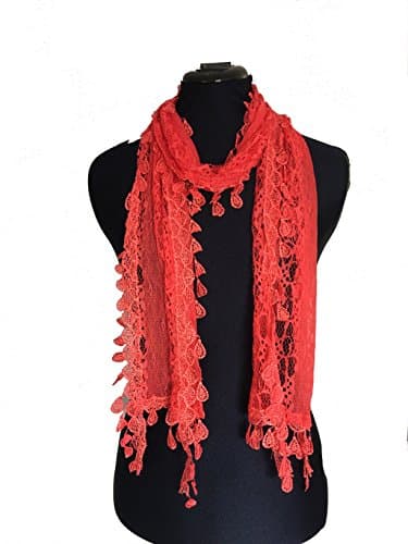 Pamper yourself Bright orange Leaf Lace Scarf