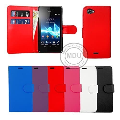 PU LEATHER WALLET BOOK FLIP SIDE OPENS CASE COVER FOR SONY XPERIA E / EXPERIA E (BLACK)