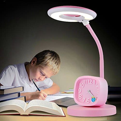 Eye Protection Learn Desk Lamp Touch LED Student Desk Reading Study Bedside Small Alarm Clock Table Lamp for Girls