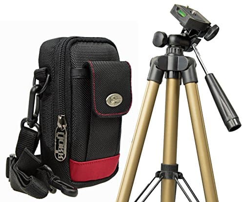 Camera Accessory Set with Outdoor Extreme Camera Bag in Black/Red with Built-in Rain Cape and Ultra-Light Travel Tripod
