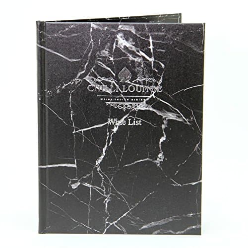 Full Colour Printed Marble Menu / Wine List Covers - Black A5 - Tag Fixings - Pack Of 5