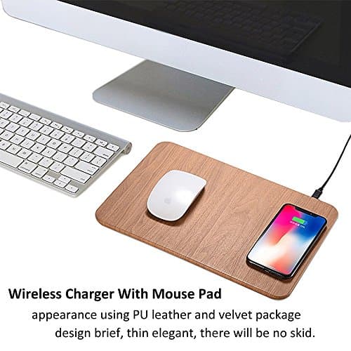 SmallSci Wireless Charger Mouse Pad SuperThin Fast Charger for iPhone X /8 Plus /8 Samsung S7 /S8 /Note 8 (Brown)