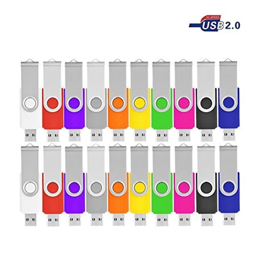 2GB USB Flash Drive 20 Pack,VIEKUU USB 2.0 Memory Sticks Thumb Pen Drive Data Storage Swivel Design(Black/Grey/White/Yellow/Orange/Pink/Orange/Green/Blue/Purple)