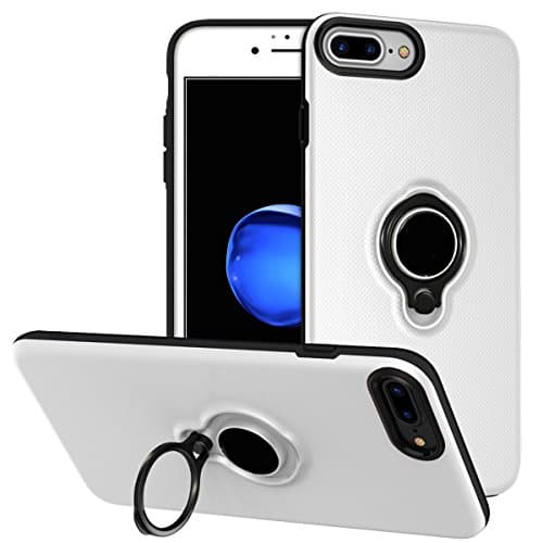 2500 mAh Battery Case for iPhone 8 / 7 / 6S / 6 Case with Ring Holder Kickstand Function, Rechargeable External Battery Portable Power Charger Protective Charging Case for iphone (4.7inch) - White