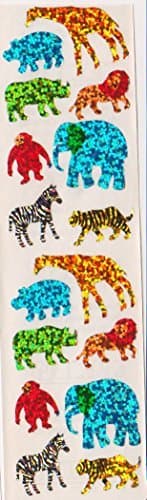 Zoo Animals Elephant Giraffe Glitter Stickers - 2 Sheets by Hambly