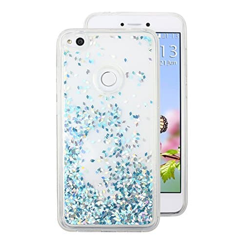 Huawei P8 Lite 2017 Case, Huawei Honor 8 Lite Glitter Cover, Rosa Schleife Ultra Slim Sparkle Glitter Quicksand Bling Flowing Liquid Heart Case Soft Flexible TPU Gel Rubber Silicone Cover Scratch Resistance Bumper Protective Skin Shell Cases Covers for Huawei P8 Lite 2017 Version