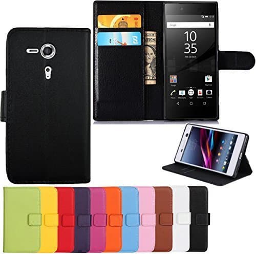 Sony Xperia SP Case,Quality Leather Case, Flip Folio Book Case, Money Pouch Wallet Cover with Kick Stand for Sony Xperia SP - Purple