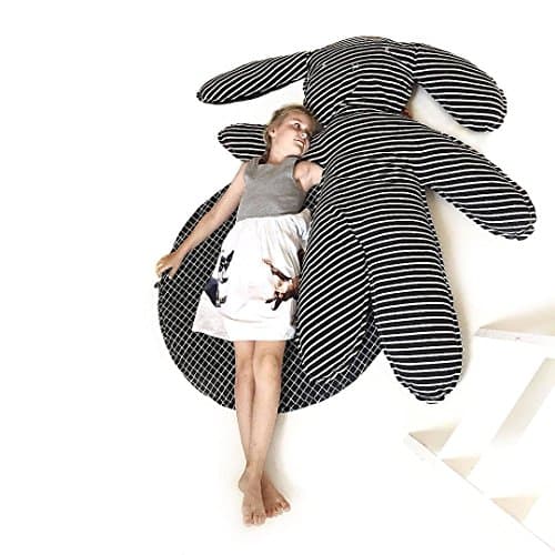 FOOFE Rabbit Black And White Stripes Mat Child Crawling Cushion Baby Pillow
