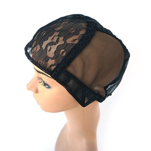 Enoya Wig Making Caps with Adjustable Straps and Ear Wings for DIY Wig Glueless Net Weave Cap Stretchy Medium Size 1Pc/Lot (Black)