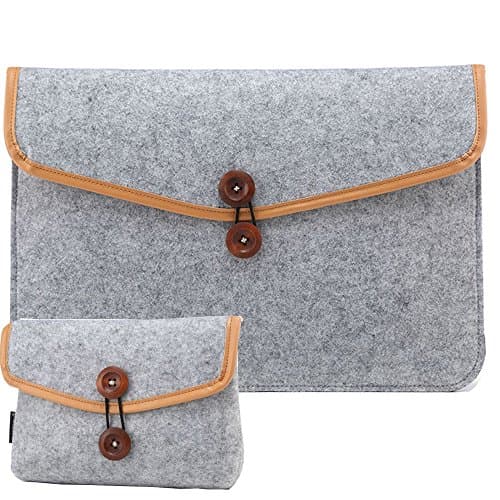 RAINYEAR Protective Folio Felt Sleeve iPad Pro Paperwhite Accessory Computers Laptop Felt Sleeve for 13-13.3 Inch Apple Macbook Air/Pro, 13" Lenovo/Dell/HP/Samsung(Lightgray)