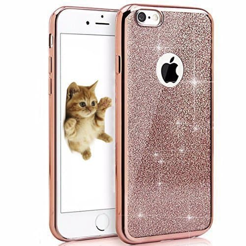 iphone 6 Case,iphone 6S Case,Bling Bling Glitter Detachable Ultra-Thin Electroplating Technology Soft Gel TPU Silicone Back Cases Cover for iPhone 6s/iphone 6 4.7" [Rose Gold] [Lifetime Warranty]