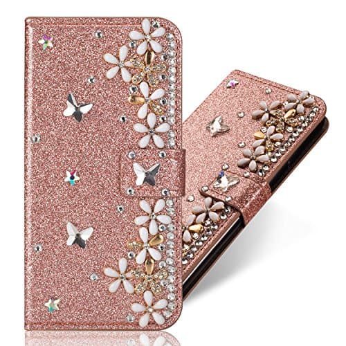Samsung Galaxy S9 Plus Leather Case,Samsung S9 Plus Flip Wallet Case,Samsung Galaxy S9 Plus Cover with 6.2 inch,Cool 3D Butterfly Sunflower Bling Glitter Diamond Pattern Leather Stand Function Flip Kickstand Magnetic Book Wallet with Card Slot Holder Protective Cover Case for Samsung S9 Plus