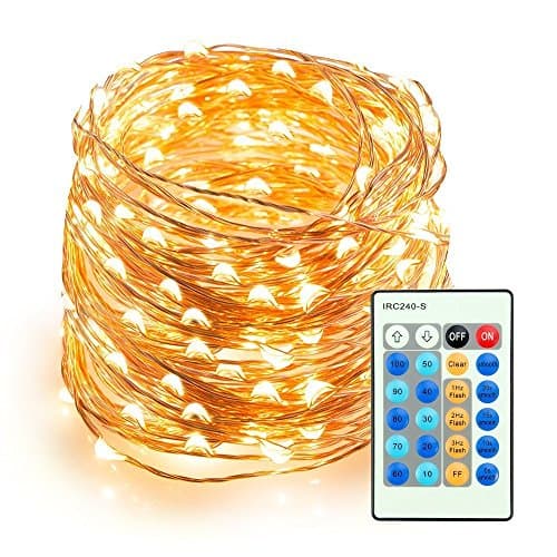 AJE LED 66ft Copper Wire Lights, Christmas Lights,Complete Waterproof Starry String Lights, Décor Rope Lights For Seasonal Decorative Christmas Holiday, Wedding, Parties Warm White with Gift Box