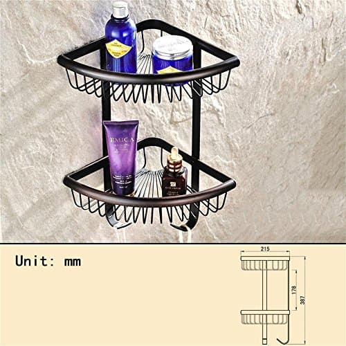 Jack Mall All copper bathroom shower bath tripod triangle basket Bathroom stand(black) ( Color : Double )
