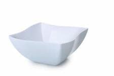 Elegant Square Wave Shaped Hard Plastic Dip Bowls/Plastic Dishes/Plastic Candy Bowls - 220ml (8oz) - 4 Pieces - White