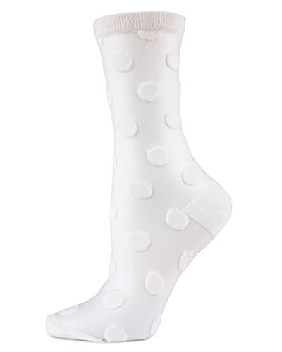 MeMoi Women's Polka Dot See-Through Cotton Blend Crew Sock