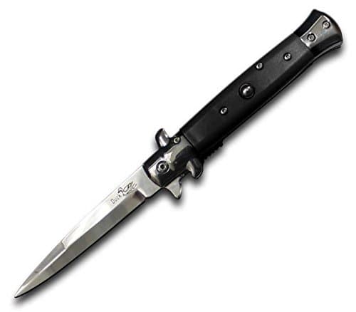 9" Assisted Opening Pocket Knife Black Handle and Silver Blade