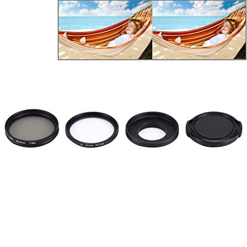 JUNESTAR 4 in 1 Proffesional 40.5mm Lens Filter(CPL + UV) & Waterproof Housing Case Adapter Ring & Lens Protective Cap for GoPro HERO4 / 3+ / 3 Sport Action Camera