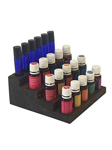 21 Bottle Solid Pine Essential Oil Display with Row for 10ml Roll-On Bottles