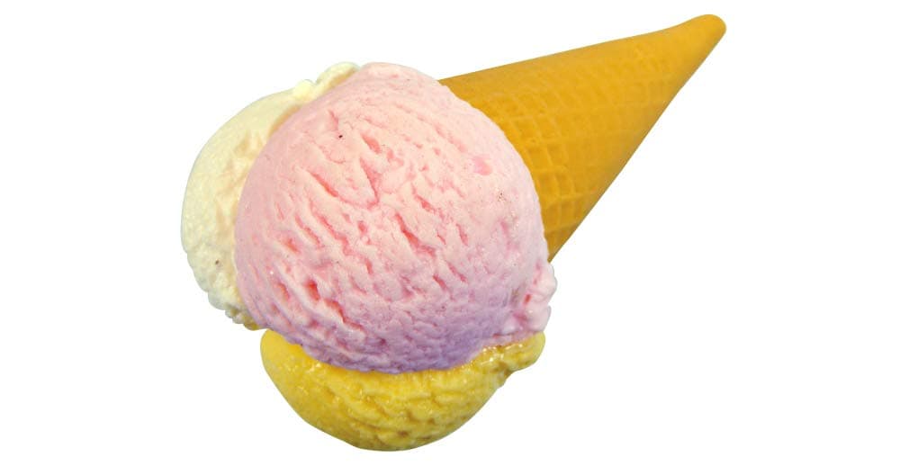 Co-Working Fake Dummy Display Model Ice Cream Cone with 3 Baubles Plastic Replica