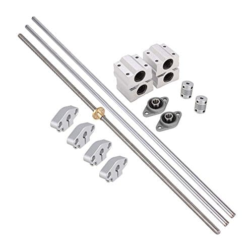 CNBTR 500mm Vertical Optical Axis & 2mm Lead Screw Dual Rail Shaft Support Pillow Block Bearings & Flexible Shaft Coupling Set of 15