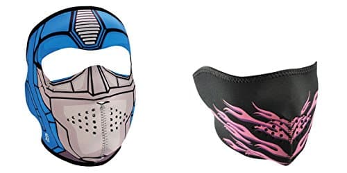 Bundle (2 Items): 1 ZanHeadgear 'Guardian', Child / Kid Sized, Full Face Neoprene Face Masks -AND- 1 Zan 'Pink Flames' Half Face Neoprene Face Mask, Ski Mask
