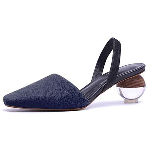 Womens Medium Cone Transparent Heel Closed and Square Toe Slingback for Dress Fashion Sandals