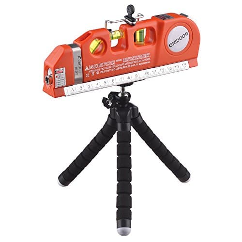 Multipurpose Self Leveling Measure Tape Line Ruler Adjusted Standard/Metric Rulers with Octopus Style Tripod Stand for All Decoration(Black/Red)