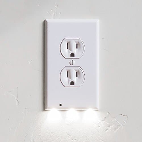 2 Pack Wall Plate Guidelight - Outlet Wall Plate With LED Night Lights - No Batteries Or Wires - Installs In Seconds - (White)
