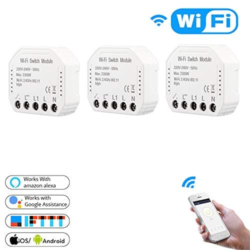 WiFi Smart Light Switch 220V DIY Breaker Module Smart Life/Tuya APP Remote Control,Compatible with Alexa Echo Google Home 1/2 Way,3PCs