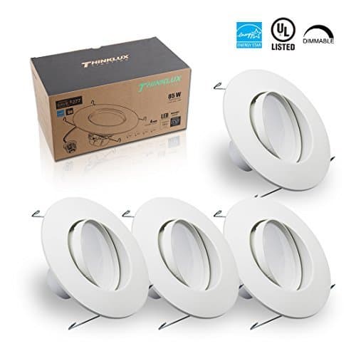 Thinklux 5/6" LED Rotatable Gimbal Downlight, High CRI 90+, ENERGY STAR, 13W (90W Replacement), 3000K (Warm White), Retrofit LED Recessed Lighting Fixture, LED Ceiling Light, Dimmable