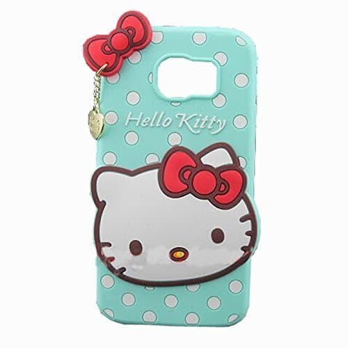 S6 Case,Galaxy S6 Case,Galaxy S6 Silicone Case,Tribe-Tiger Cartoon Hello Kitty Silicon Gel Rubber Case Cover Skin for Samsung Galaxy S6(Sky Blue Kitty)