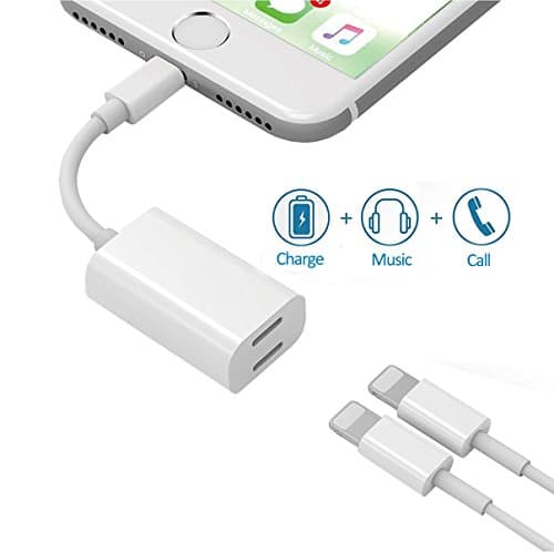 iPhone 7 Adapter & Splitter, Dual Lightning Headphone Audio & Charge and Sync Data for iPhone 7 / 7 Plus(Support iOS 10.3 and later)