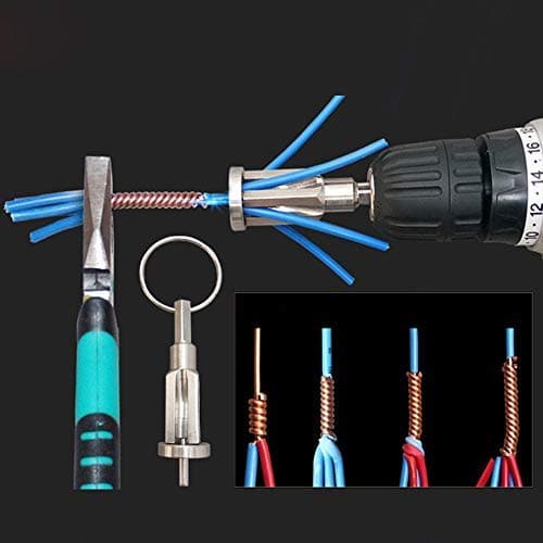 Weite Universal 4-6 Square Electrical Drill Bit Cable Quick Wire Connector, Wire Stripper and Twister for Power Drill Drivers, Simultaneously Stripping and Twisting (Silver)