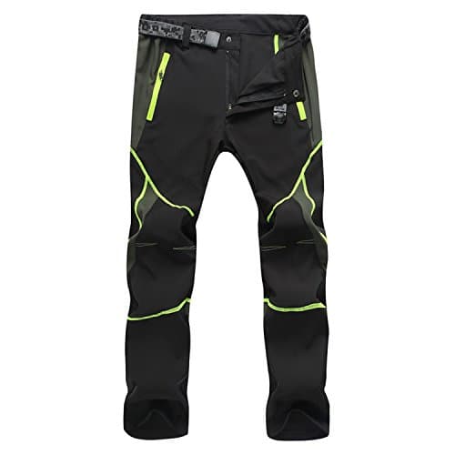 Ynport Men/women's Thin Softshell Climbing Pants Fast Dry Breathable Trousers,  Black Green, Medium