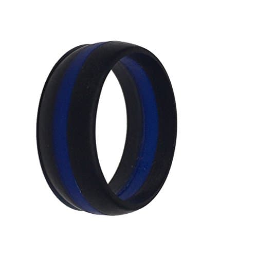 Thin Blue Line Silicone Wedding Ring Band Flexible Hypoallergenic Active Wear for on Duty or Active Life Styles Law Enforcement