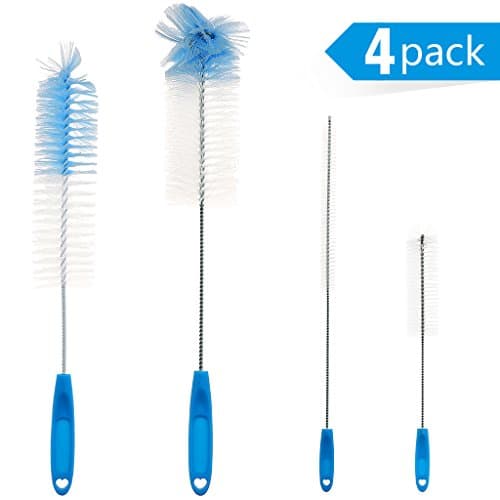 4Pcs Bottle Cleaning Brush Set- Multipurpose Brushes for Water Bottle, Straw, Decanter and More