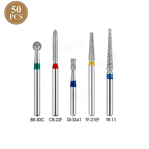 50 Pcs High Speed Diamond Bur Diameter 1.6mm Drill Bits Sets