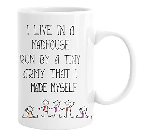 I Live In A Madhouse Run By A Tiny Army That I Made Myself 15 White Ounce Cup Mug