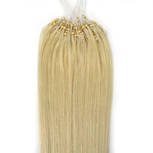 CHOILUI 16" Micro Ring Loop Beads Tip Remy Human Hair Extensions 0.4g/s 100S (#60 Platinum Blonde)
