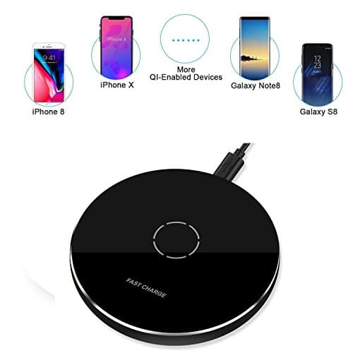 Fast Wireless Charger Ultra-Thin Mini Portable Qi Wireless Charging Pad for iPhone 8/ X, Samsung Galaxy Galaxy Note 8/ S8 /S7 / S7 Edge / S6 / S6 Edge / S6 Edge Plus / Galaxy