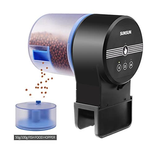 Automatic Fish Feeder, AK-02 Turtle Feeder Turtle Feeder Powered by USB DC 5V or Battery Programmable Food Dispenser for Fish and Turtle(100g/50g)